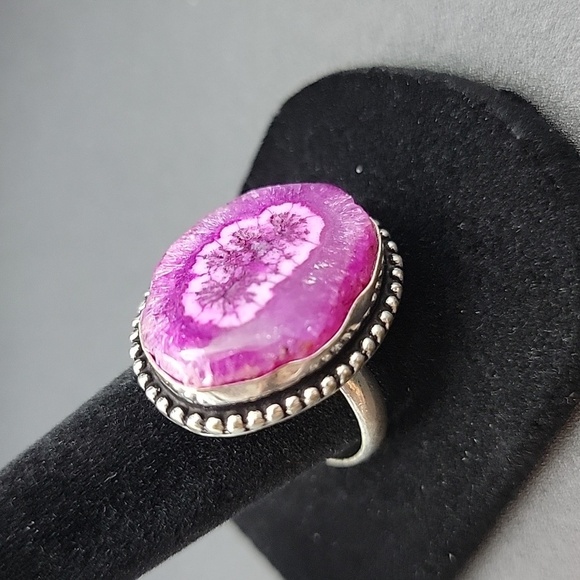 925 Silver Plated Pink Solar Quartz Gemstone Ring Handmade Jewelry Size Us 9.5 - Picture 3 of 7
